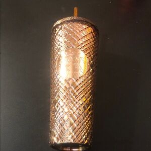 Starbucks Metallic Rose Gold Studded Tumbler with Straw